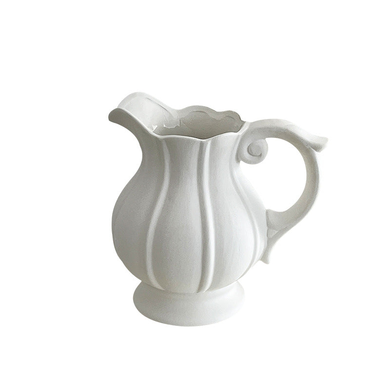 Glazed Ceramic Vase with Pumpkin Texture