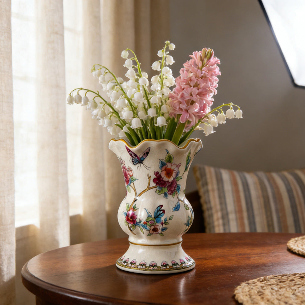 Elegant Glazed Floral Ceramic Vase