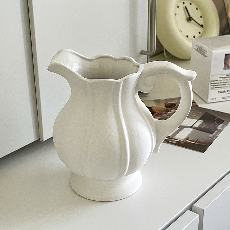 Glazed Ceramic Vase with Pumpkin Texture