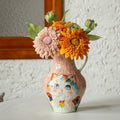 Handmade Ceramic Vase with Painted Cat