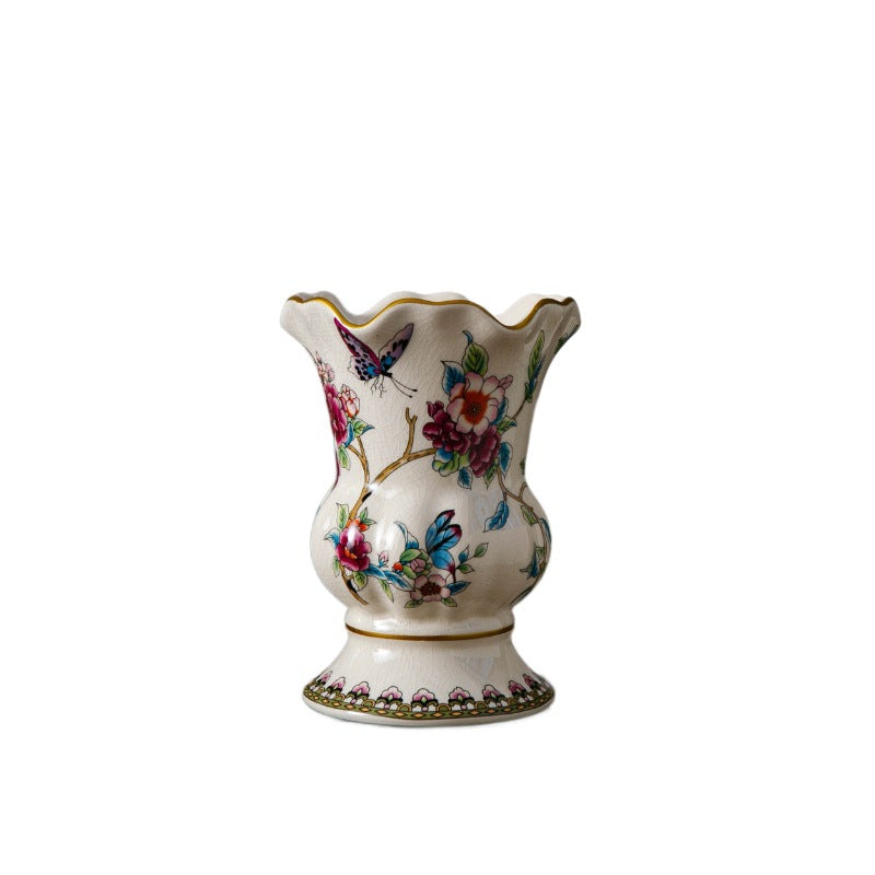 Elegant Glazed Floral Ceramic Vase